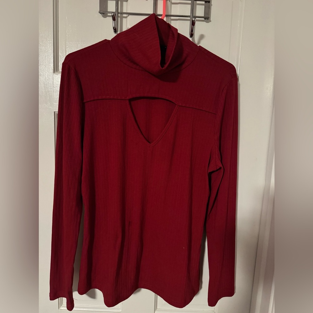 New York & Company Red Ribbed Sweater